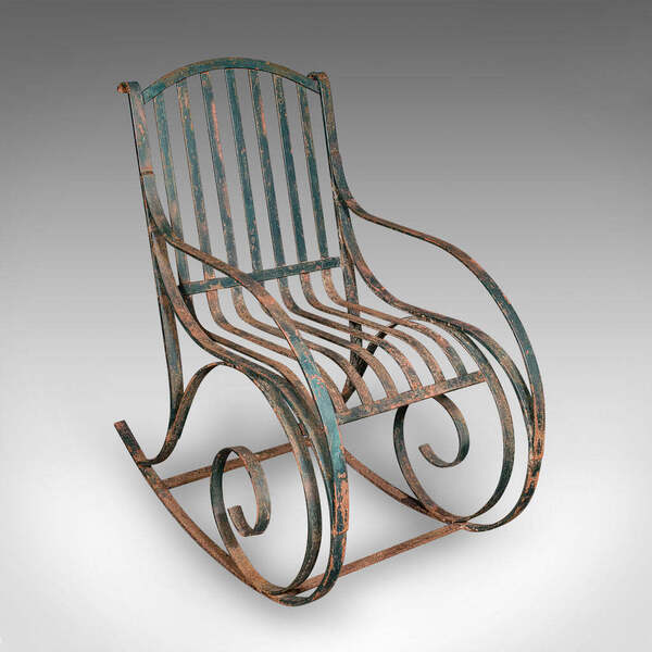 Antique Garden Lounger Set English Outdoor Rocker Steamer Chair Edwardian photo vintage