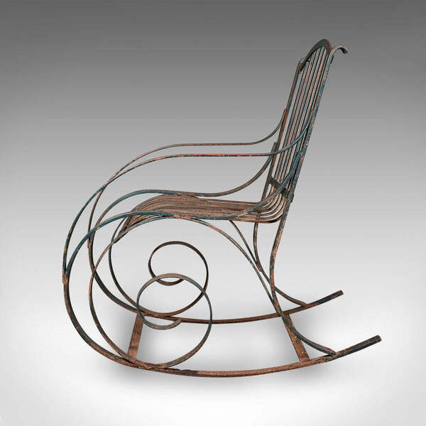 photo furniture Antique Garden Lounger Set English Outdoor Rocker Steamer Chair Edwardian