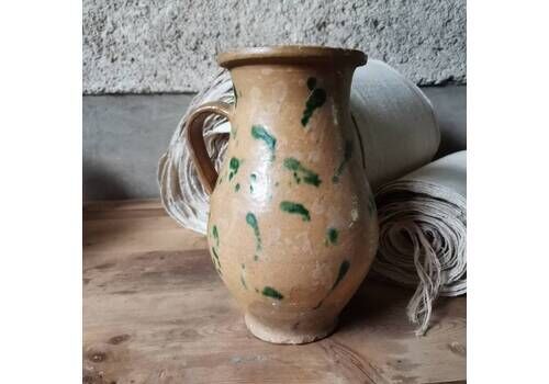 Decorated Terracotta Earthenware Hungarian Vintage Clay Handmade Pottery Jug Bottle Water Wine Oil 30 40