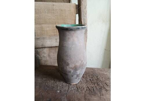 Vintage Terracotta Earthenware Clay Handmade Pottery Jug Bottle Water Wine Oil Slip Glaze 30 40