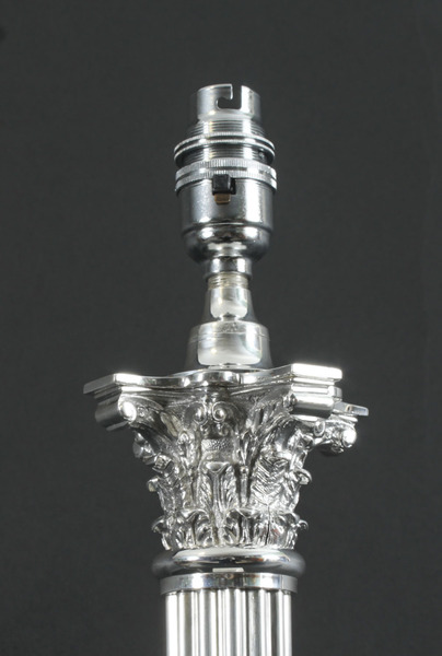 Silver Plated Corinthian Column Lamp Victorian19th C photo 575.0