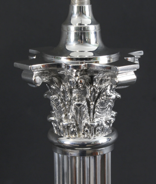 Silver Plated Corinthian Column Lamp Victorian19th C photo vintage
