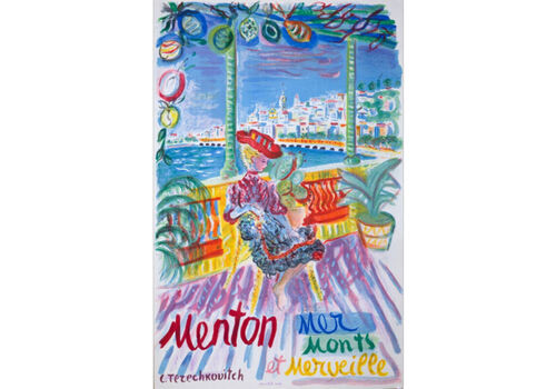 Constantin Terechkovith Menton Vintage French Travel Poster, 1960