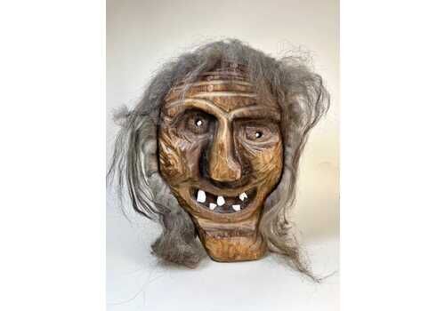 Vintage Swiss Wall Mask, Tschäggättä Mask, Original Lötschentaler Mask, Traditional Wall Mask, 1979, Macabre Collectible