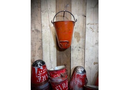 Vintage Galvanised Hanging Fire Bucket Hanging Basket / Plant Pot Planter Pail B