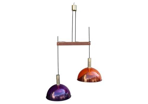 Stilux Milano 1950s Mid Century Colored Chandelier Red Purple
