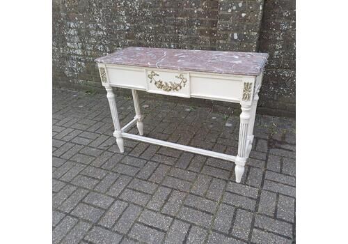 Striking Late Victorian Painted Shabby Chic Marble Topped Side Table Washstand Dressing Table