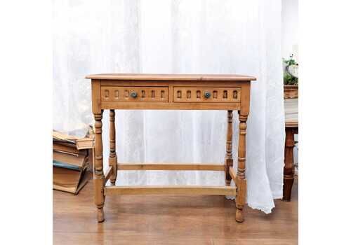 Vintage Charm Oak Hall Table / Two Drawers / C1970