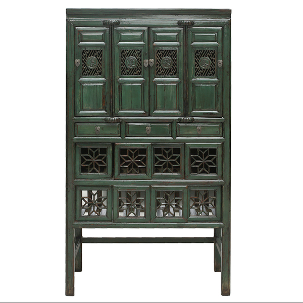 Vintage Chinese Fretwork Kitchen Cabinet In Green Vinterior