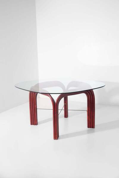 Red Bamboo Dining Table By Vivai Del Sud photo furniture