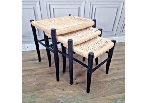 Retro Vintage Ebonized Danish Cord Woven 1960
