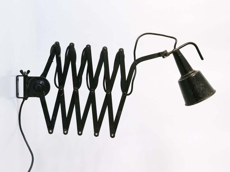 Rare & Huge Adjustable Bauhaus Scissor Wall Lamp By Wilhelm Bäder Germany 1930s photo Lighting
