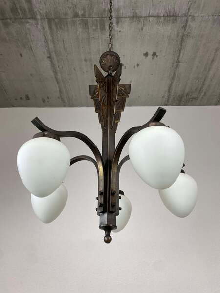 Bronze Art Deco Hanging Lamp photo furniture