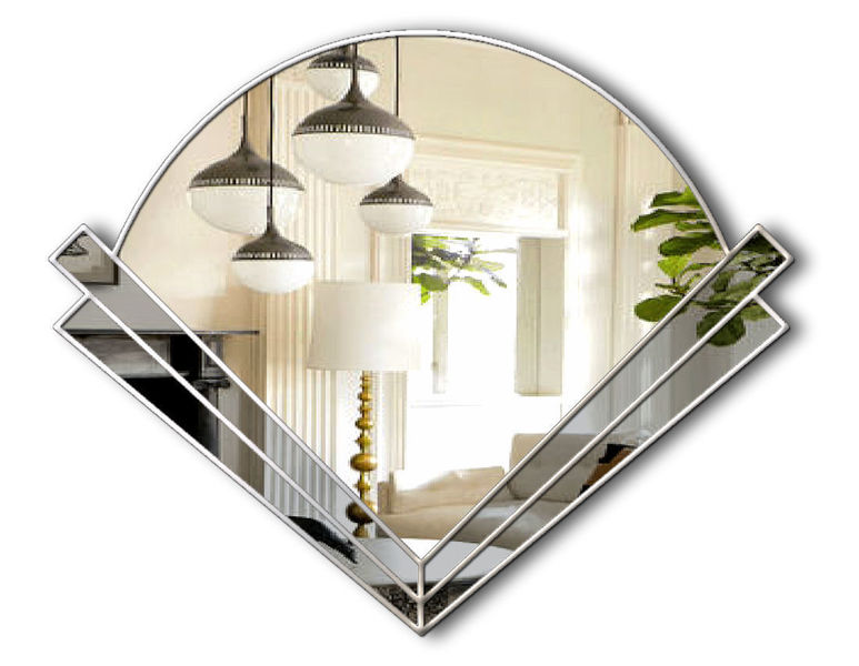 Clarice Original Handcrafted Art Deco Fan Over Mantle Wall Mirror With