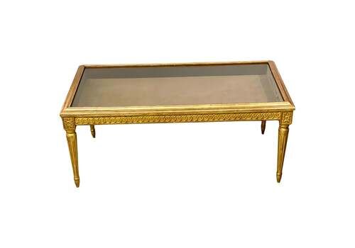 19th Century Louis XVI Giltwood Coffee Table  With Showcase Top
