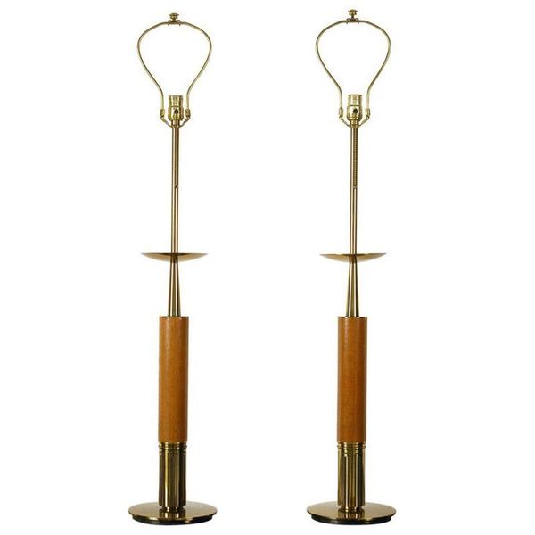 Midcentury Modern Table Lamps Pair of Large 1970s Brass Stiffel Floor