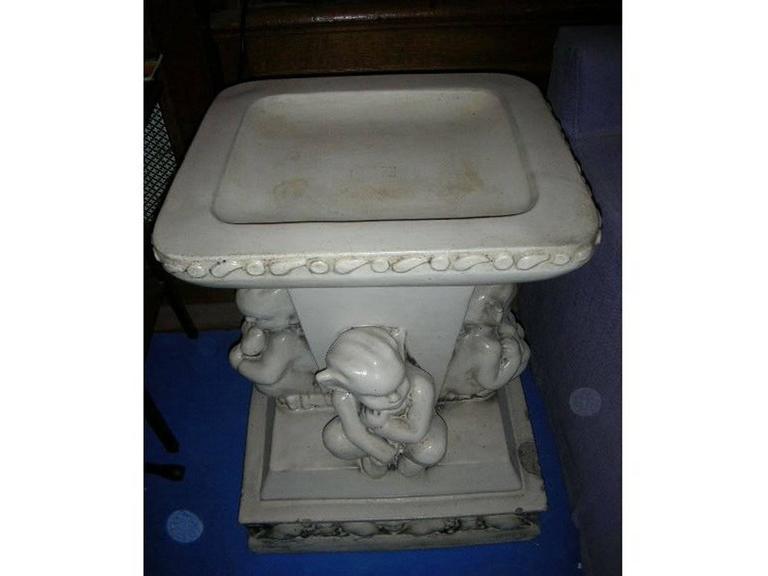 Humorous Bird Bath With Four Little Elf Like Leprechauns In Various Poses photo furniture