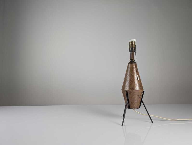 Brutalist Ceramic And Iron Table Lamp, 1950s photo for sale
