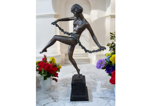 Art Deco French Bronze Lady Figurine Dancer Large Pierre Le Faguays 1920