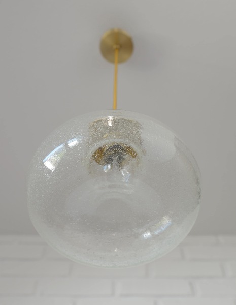 Vintage Pendant Lamp / Hand Blown Bubbles Glass / Redesign Ceiling Light / Hanging Lamp / Mushroom Light Fixture photo 183.0