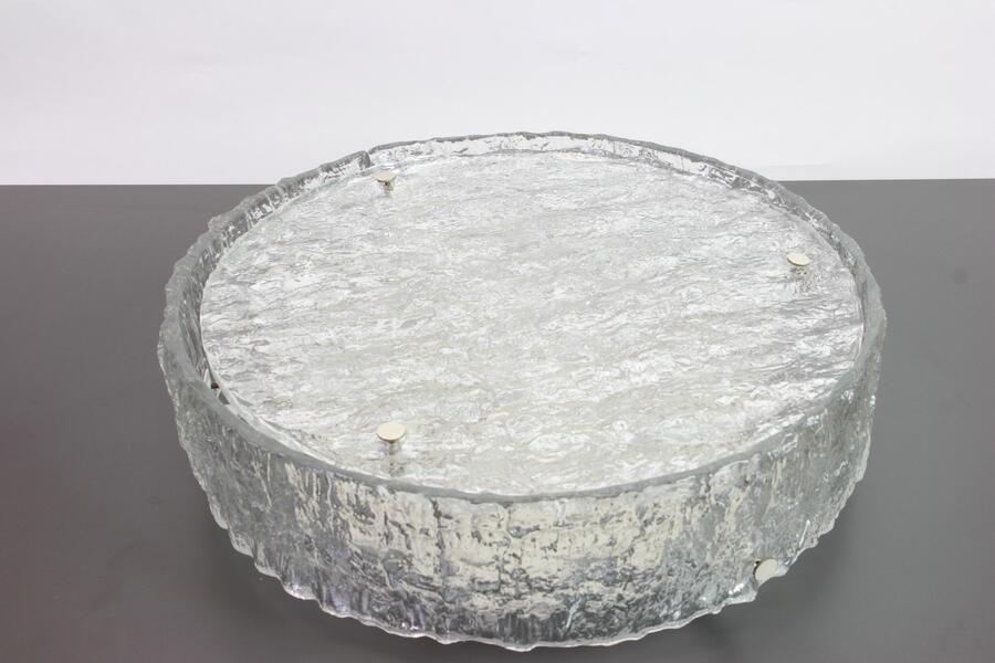 1 Of 2 Extra Large Murano Glass Flushmount Fixture By Kaiser, Germany, 1960s photo for sale