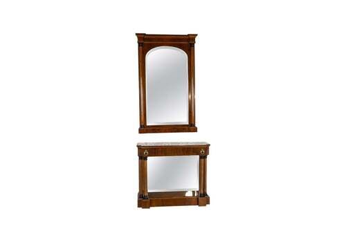 20th Century Biedermeier Set Of Console Table And Mirror