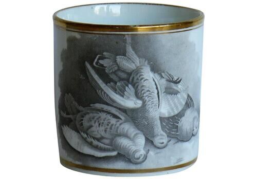 Georgian Spode Porcelain Coffee Can Bat Printed Game Birds Pattern, Circa 1810