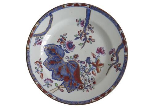 Copeland Spode Stone China Desert Plate Tobacco Leaf Pattern No. 2061, Ca 1865