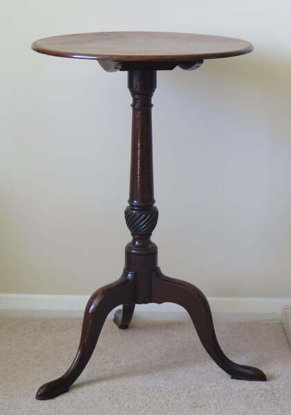 Mid Georgian Solid Walnut Wine Or Tripod Table One Piece Tilt Top, Circa 1760 photo for sale
