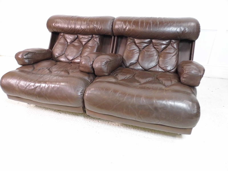 Pair Of Vintage Retro Tetrad Iconic Mid Century Leather Modular Sofa Armchairs Units