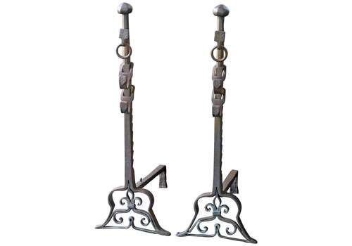 19th Century Large French Andirons, Firedogs