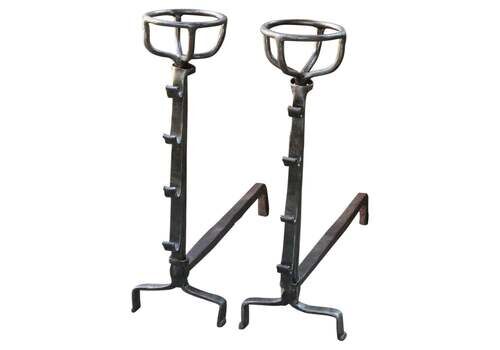 17th   18th Century Gothic Large French Andirons