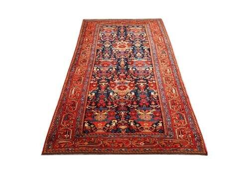 Antique Malayer Village Rug With Vase/Peacock Design, Circa 1900