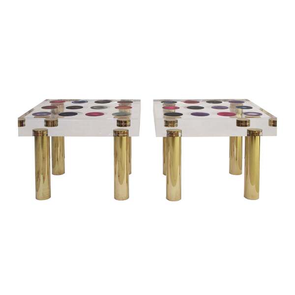 Superego Contemporary Modern Italian Plexiglass And Brass Side Table photo furniture