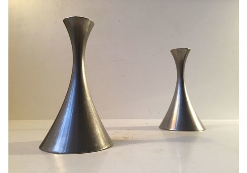 Art Deco Pewter Candlesticks By Just Andersen, 1940s, Set Of 2