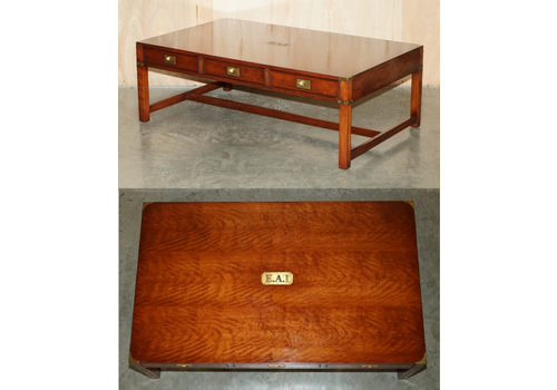 Extra Large Harrods Reh Kennedy Military Campaign Coffee Table With Tree Drawers