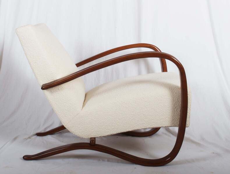 Art Deco Thonet H269 Armchair Boucé Fabric By Jindrich Halabala photo furniture