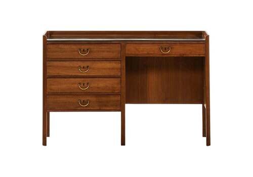 Vanity / Dressing Table In Walnut, Brass And Glass By Josef Frank, 1950