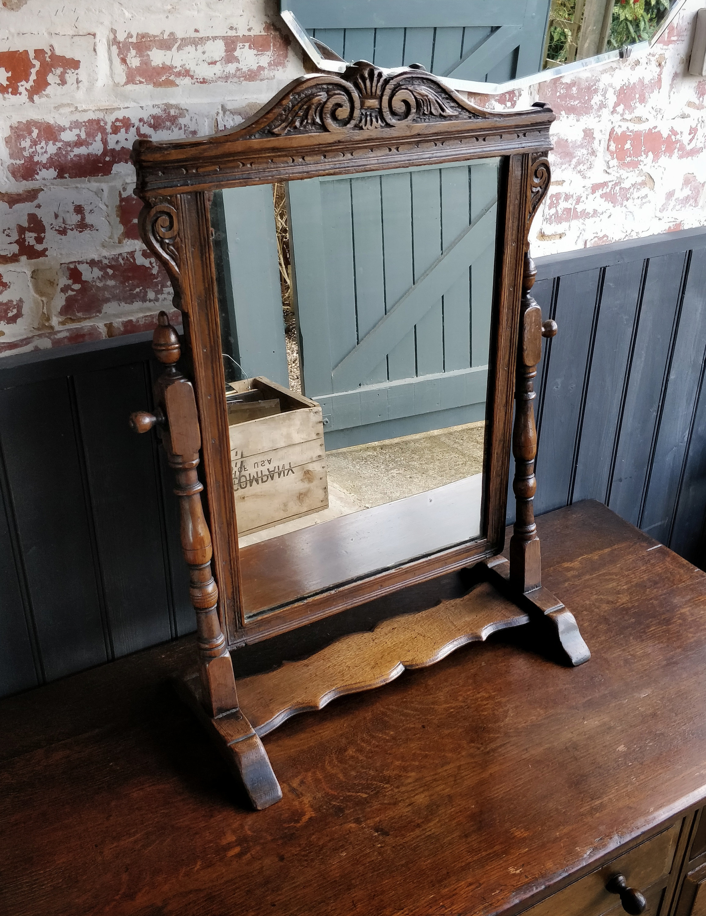 Beautiful Solid Oak Antique Dressing Table Mirror