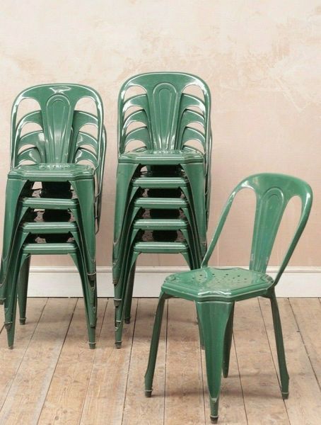 Vintage Industrial Mid Century 1930s Metal Fibrocit Garden Chairs