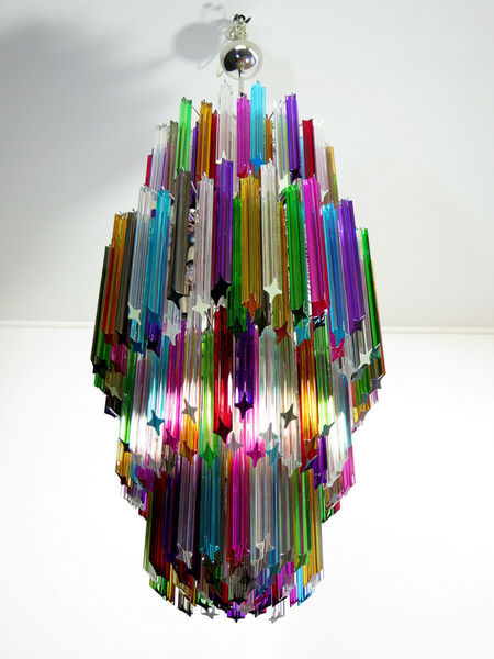 Huge Murano Chandelier Multicolor Quadriedri 242 Prism Mariangela Model Venini Vinterior