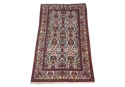 Antique Kashan Rug With Flower And Vase Design, Circa 1920