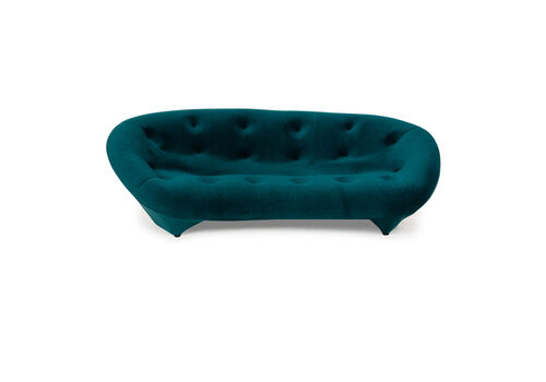 Ligne Roset Ploum Fabric Three Seater Petrol Green Blue Sofa  High Back New Cover