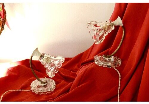 Campanule, Antique Art Deco Bedside Table Lamps, Set Of 2, Italy, 1940s