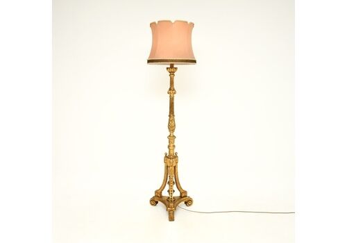Antique Victorian Gilt Wood Floor Lamp