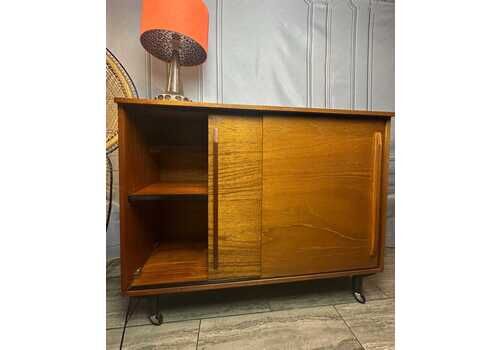 Mid Century 1960's Teak Sliding Door Sideboard Cabinet, Vintage Sideboard, Vintage Cabinet