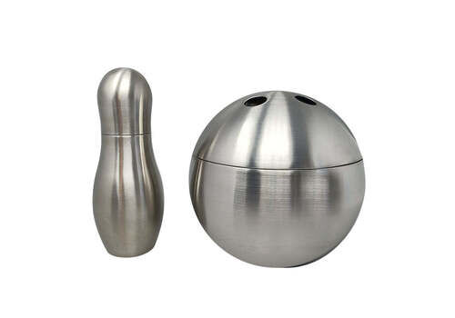 1970s Gorgeous "Bowling" Cocktail Shaker With Ice Bucket Tauma By Guzzini. Made In Italy