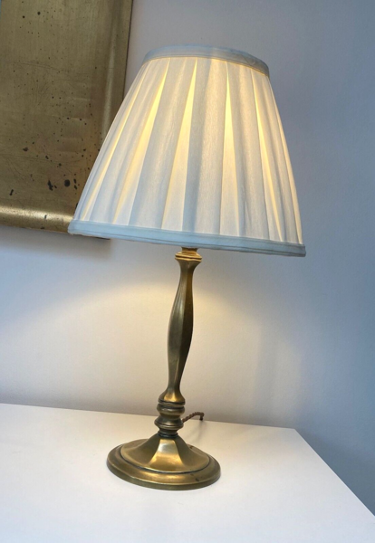Vintage Solid Brass Table Lamp Base Candlestick Style C1930s H33cm Rewired photo furniture