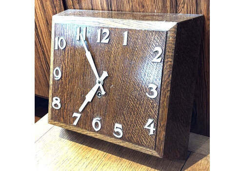 Large Art Deco Oak Veneer Wall Clock