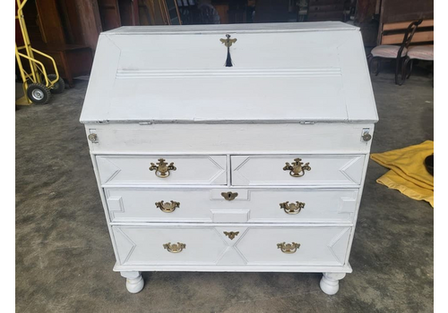 Antique Georgian Painted White Bureau Desk Dressing Table 10 Drawers